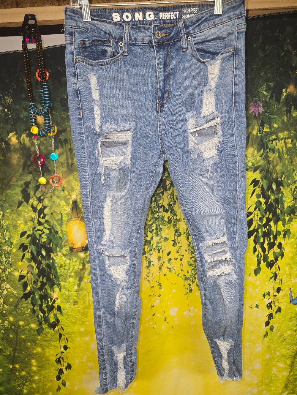 #162 S.O.N.G. Light Blue High-Rise Distressed Skinny Jeans